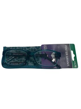 Foster Grant Readers Womens Rectangle Blue +1.75 Plastic Frame Lightweight New
